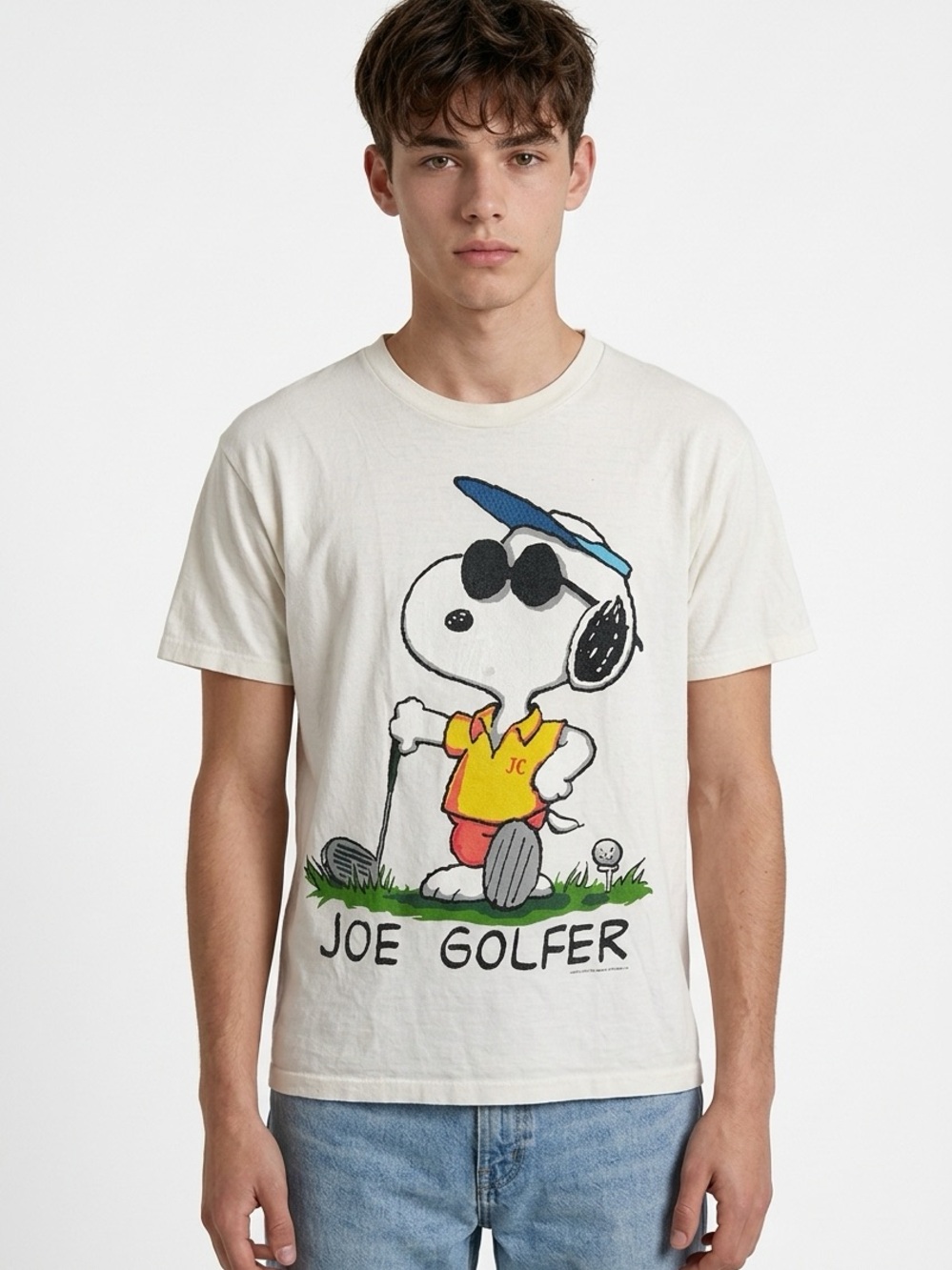 VINTAGE 90s Peanuts Snoopy Joe Golfer T Shirt Unisex Size XL Single Stitch USA